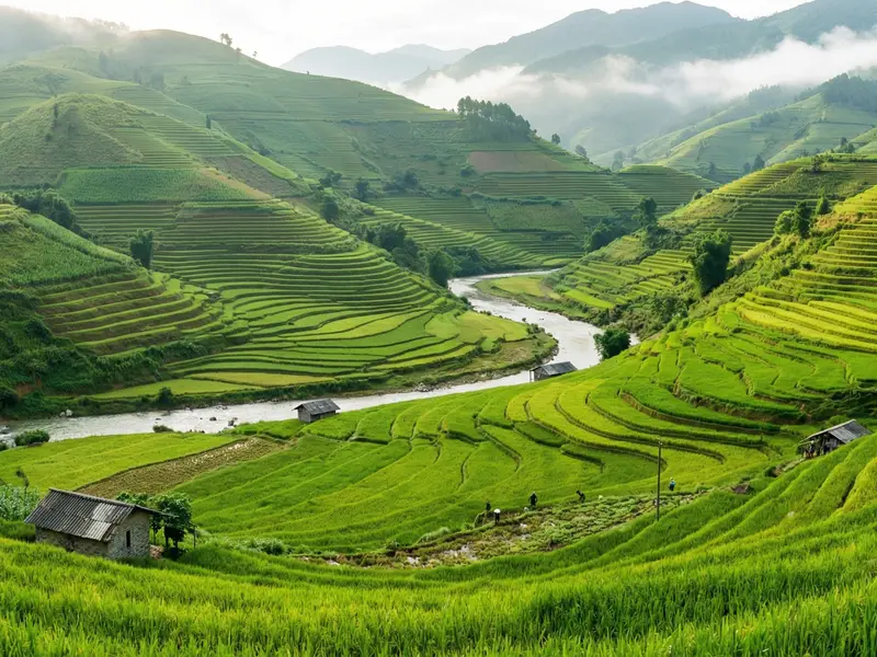 Lush green agricultural farmland